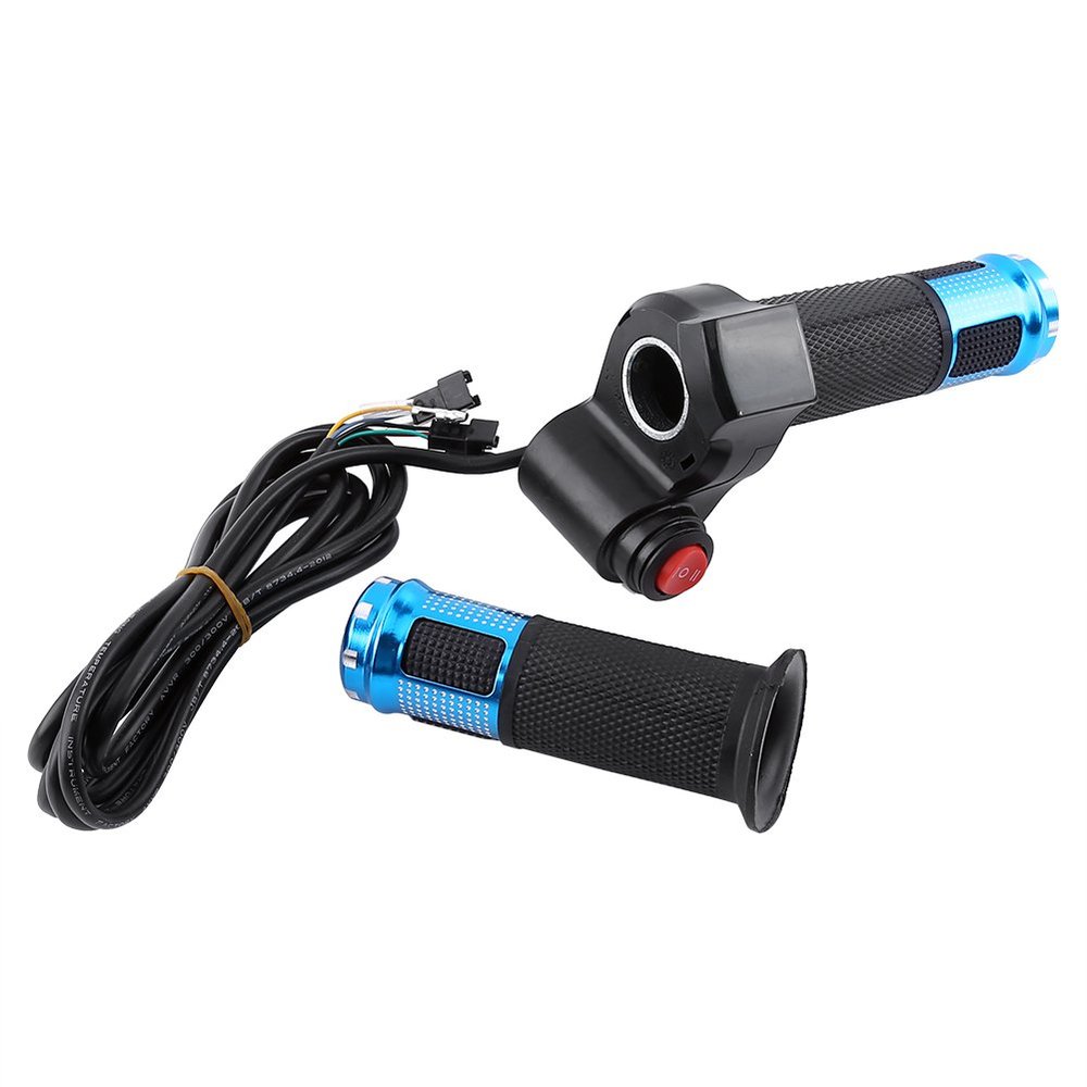Keenso Throttle Grip, 12-84V Electric Throttle Grips Handlebar Scooter Throttle Grips with LED Display Screen 4 Colors (Blue)