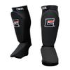 Combat Corner Slip On Elastic Muay Thai Shin Guards  Kickboxing, MMA Sparring and Training Protective Instep Shin Pads (Black) view 1