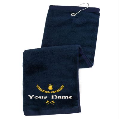 Printualist Personalized Golf Towel - Custom Embroidered Design & Name - Golf Bag Design - 16" x 26", Blue, Absorbent Cotton Terry Velour Fabric