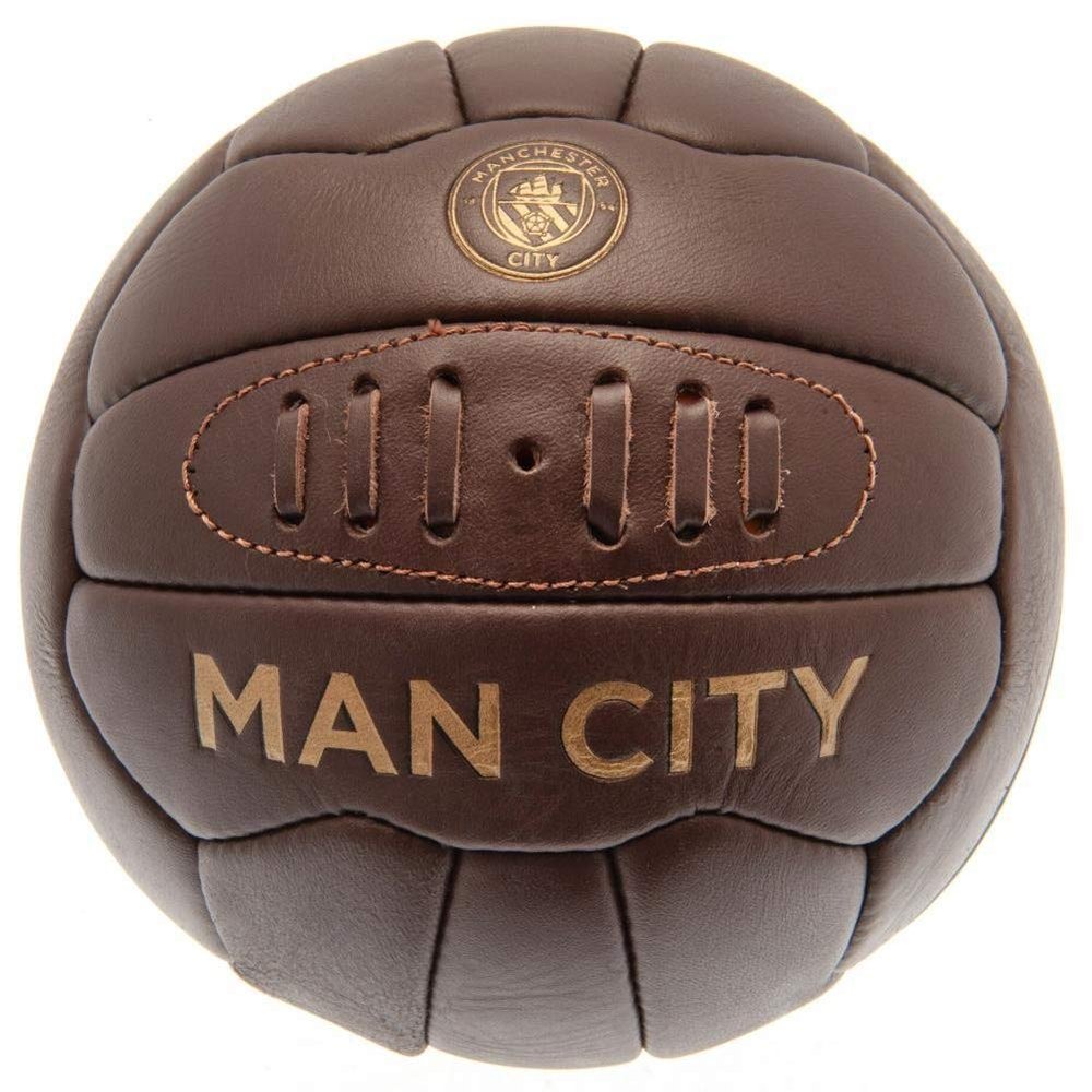 Manchester City FC Retro Leather Heritage Soccer Ball (One Size) (Brown)