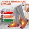 Spring Heated Socks Electric Rechargeable Winter Heated Socks for Men Women 3 Heating Settings Warm Cotton Thermal Socks for Riding Camping Hiking Skiing (Grey-3.7V2200Mah, Large) view 2