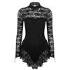 Agoky Women's Figure Ice Skating Costumes Long Sleeve Gymnastics Leotard Ballet Dance Dresses Black X-Small view 1