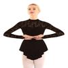 Agoky Women's Figure Ice Skating Costumes Long Sleeve Gymnastics Leotard Ballet Dance Dresses Black X-Small view 2
