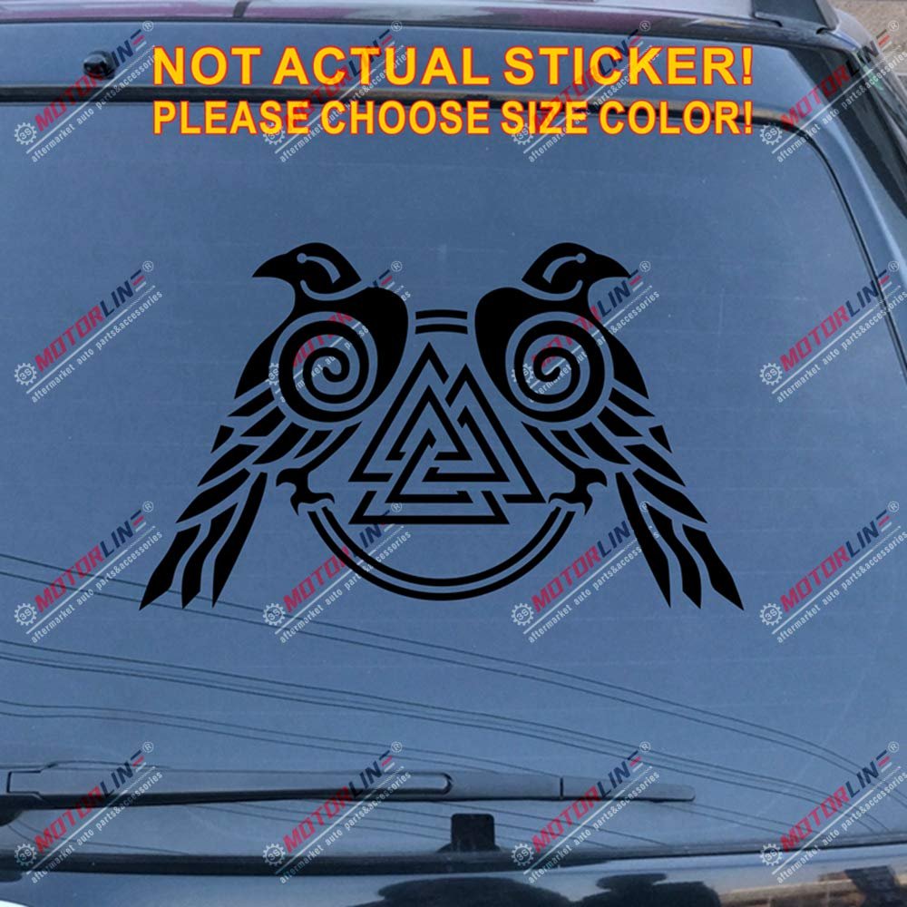 Huginn and Muninn Twin Ravens Valknut Decal Sticker Car Vinyl Norse Odin c (Black, 20'' x 12.2" (50.8cm x 30.9cm))