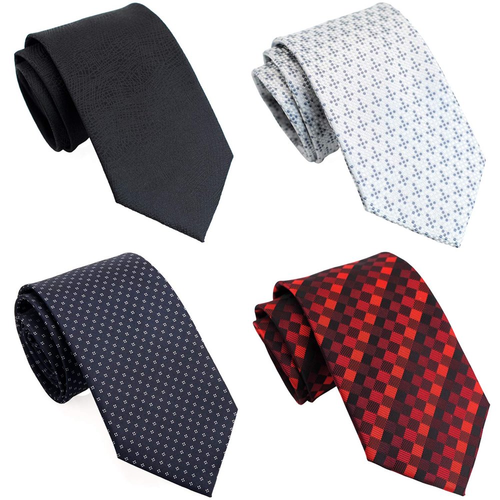 ZENXUS Extra-Long Neckties for Big and Tall Men, 70 inch XXL Ties, 4-Pack