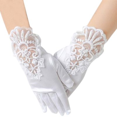 LeJulyeekay Flower Girl Gloves Satin Glove First Communion Short Princess Gloves for Wedding