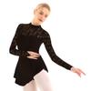 ACSUSS Women's Mock Neck Lace Figure Ice Skating Dress Ballet Dance Leotard Dress Costume Black Large view 3