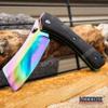 KCCEDGE BEST CUTLERY SOURCE EDC Pocket Knife Camping Accessories Razor Sharp Edge Cleaver Blade Folding Knife for Camping Gear Survival Kit 58649 (Black Rainbow) view 4