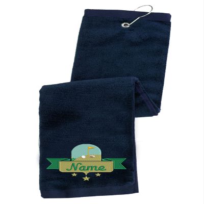 Printualist Personalized Golf Towel - Custom Embroidered Design & Name - Golf Course Design - 16" x 26", Blue, Absorbent Cotton Terry Velour Fabric