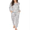 Ekouaer Womens Pajama Set Long Sleeve Sleepwear Star Print Nightwear Soft Pjs Lounge Sets with Pockets light Grey White Star X-Large view 1