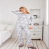 Ekouaer Womens Pajama Set Long Sleeve Sleepwear Star Print Nightwear Soft Pjs Lounge Sets with Pockets light Grey White Star X-Large view 2