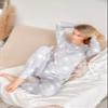 Ekouaer Womens Pajama Set Long Sleeve Sleepwear Star Print Nightwear Soft Pjs Lounge Sets with Pockets light Grey White Star X-Large view 4