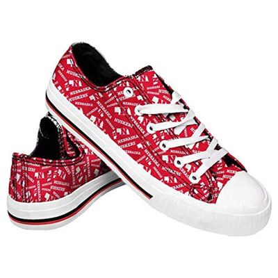 FOCO Nebraska Cornhuskers NCAA Womens Low Top Repeat Print Canvas Shoes - 7