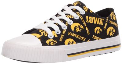 FOCO Iowa Hawkeyes NCAA Womens Low Top Repeat Print Canvas Shoes - 6