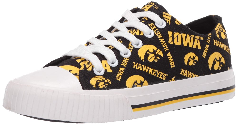 FOCO Iowa Hawkeyes NCAA Womens Low Top Repeat Print Canvas Shoes - 6