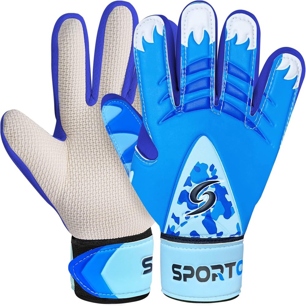 Sportout Kids Goalkeeper Gloves, Soccer Goalie Gloves with Double Wrist Protection and Non-Slip Wear Resistant Latex Material to Prevent Injuries