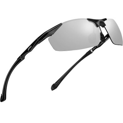 ATTCL Polarized UV Protection Sports Fishing Driving Sunglasses for Men Al-Mg Metal Frame Ultra Light 8585 Silver