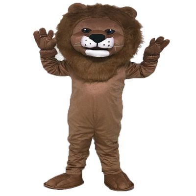 rushopn Realistic Animal Friendly Smiling Lion Mascot Costume school mascot costumes