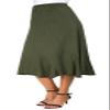 EXCHIC Women's Elegant Ankle Length Ruffle Hem Elastic Waist Suede Midi Skirt (L, Army Green) view 1