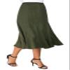 EXCHIC Women's Elegant Ankle Length Ruffle Hem Elastic Waist Suede Midi Skirt (L, Army Green) view 2
