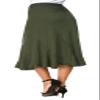 EXCHIC Women's Elegant Ankle Length Ruffle Hem Elastic Waist Suede Midi Skirt (L, Army Green) view 3