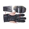 Archery Deer Skin 3 Finger Glove Shooting Protector Gear Leather High Elastic (L)