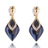HAPPYAN High-grade Rhinestone Crystal Clip on Earrings No Pierced for Women Party Wedding Anti-Allergy Ear Clip (Blue Clip-on) view 1