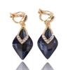 HAPPYAN High-grade Rhinestone Crystal Clip on Earrings No Pierced for Women Party Wedding Anti-Allergy Ear Clip (Blue Clip-on) view 4