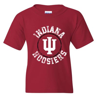 UGP Campus Apparel YS04 - Indiana Hoosiers Distressed Circle Logo Youth T-Shirt - Small - Cardinal