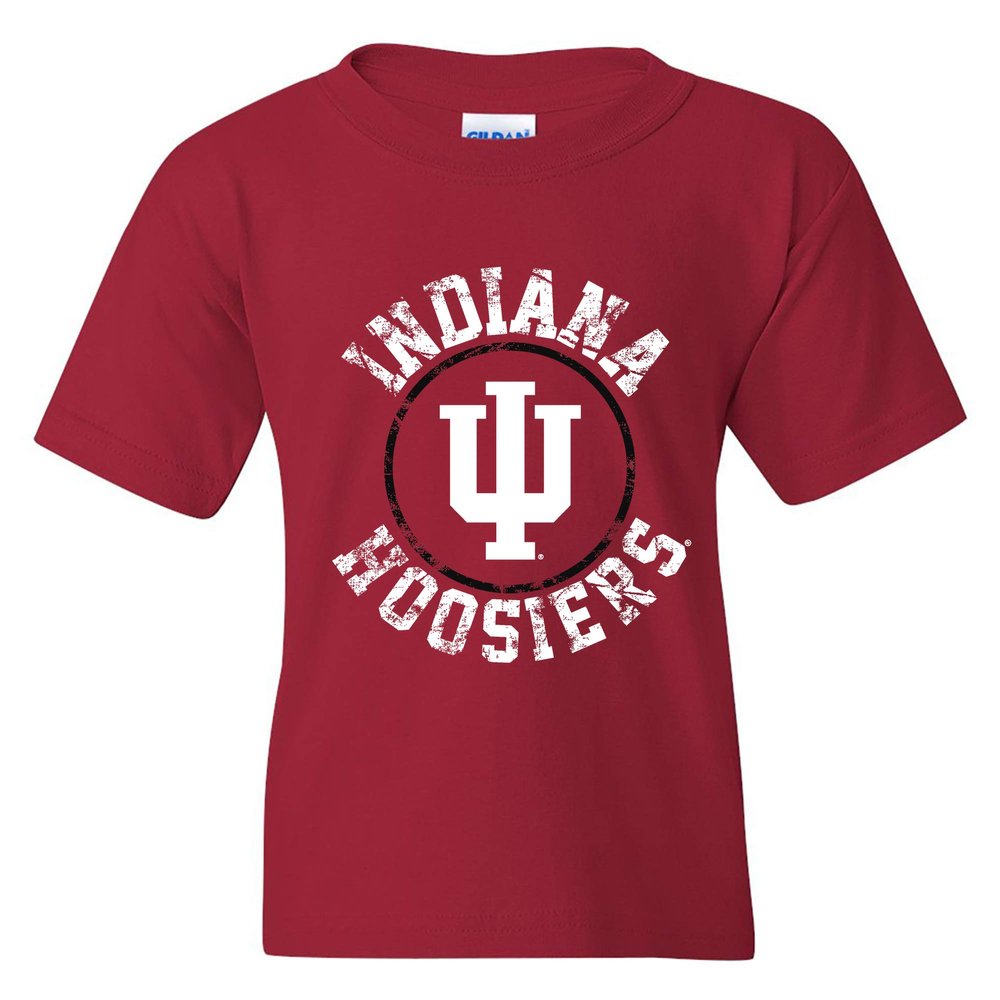 UGP Campus Apparel YS04 - Indiana Hoosiers Distressed Circle Logo Youth T-Shirt - Small - Cardinal