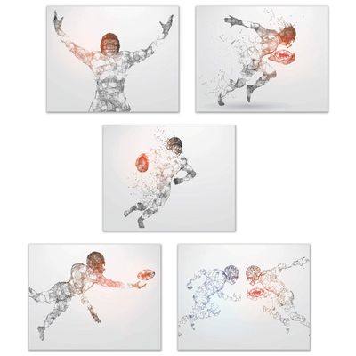 Football Wall Art Prints,Set of 5 (8x10) Unframed Football Posters,Football Room Decor For Men Kids Teenagers,Football Poster Set For Bedroom Man Cave,Football Wall Decor,Football Boys Bedroom Decor