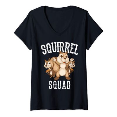Womens Cool Squirrel Squad | Funny Pet Chipmunk Fan Team Lover Gift V-Neck T-Shirt