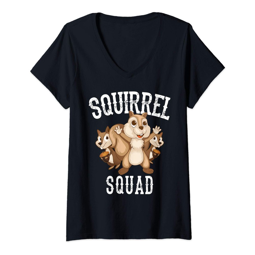Womens Cool Squirrel Squad | Funny Pet Chipmunk Fan Team Lover Gift V-Neck T-Shirt