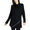 Bar III Womens Zipper-Trim Turtleneck Tunic Sweater Black M view 1
