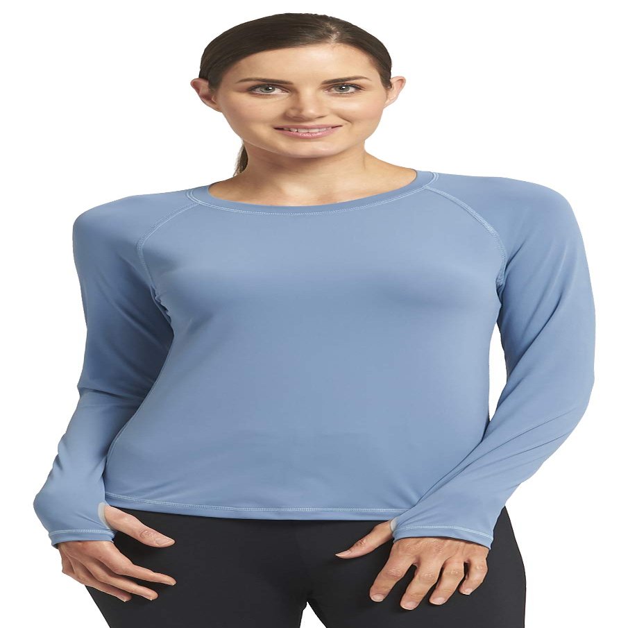 Solbari UPF 50+ Women's Sun Protection Long Sleeve Rashguard Aqua Sport Collection - X-Small - Dusk Blue - UV Protection, Sun Protective