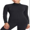 TSLA Women's Thermal Long Sleeve Tops, Mock Turtle & Crew Neck Shirts, Fleece Lined Compression Base Layer, Mock Neck Heatlock Black, Medium view 1