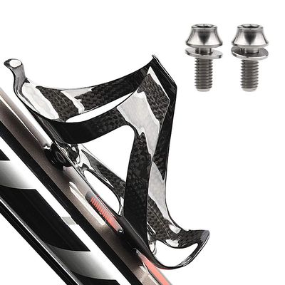Yaruijia Lightweight Carbon Fiber Bicycle Water Bottle Cages with M5x12mm Titanium Screws for MTB Road Bike (Titanium Bolt+Glossy)