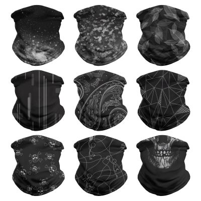 VCZUIUC Headwear Bandana Head Wrap Face Scarf Mask Neck Warmer Balaclava for Sports (One Size, 9PCS Black-2)