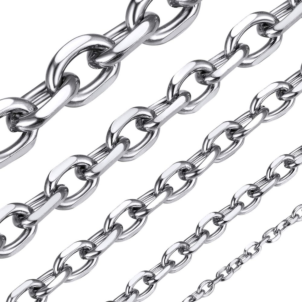 Stainless Steel Cable Chain Necklace for Men, Rolo Cable Chain Cable Mens Chains Hip Hop Jewelry Gift 12mm 26"