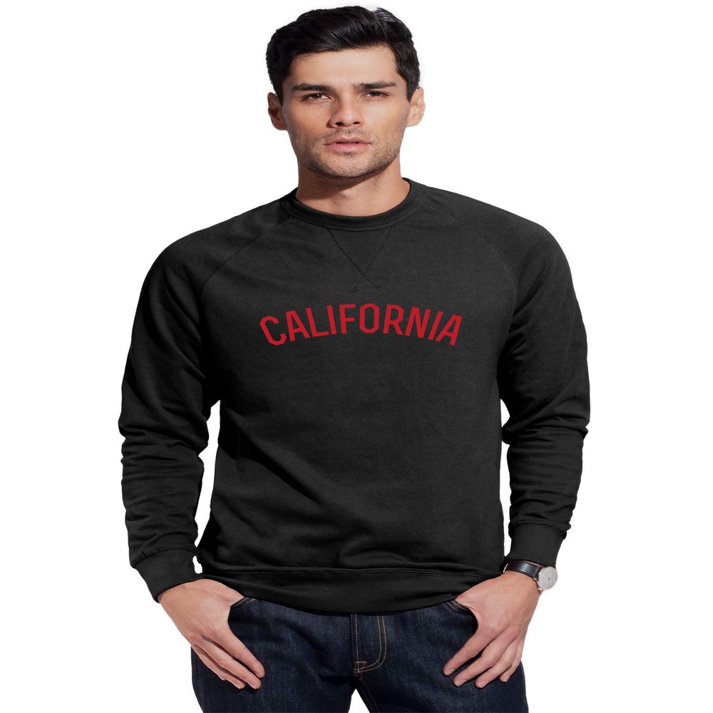 Daxton California Sweatshirt Athletic Fit Pullover Crewneck French Terry Fabric, Black Sweatshirt Red Letters, M