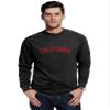 Daxton California Sweatshirt Athletic Fit Pullover Crewneck French Terry Fabric, Black Sweatshirt Red Letters, M view 1