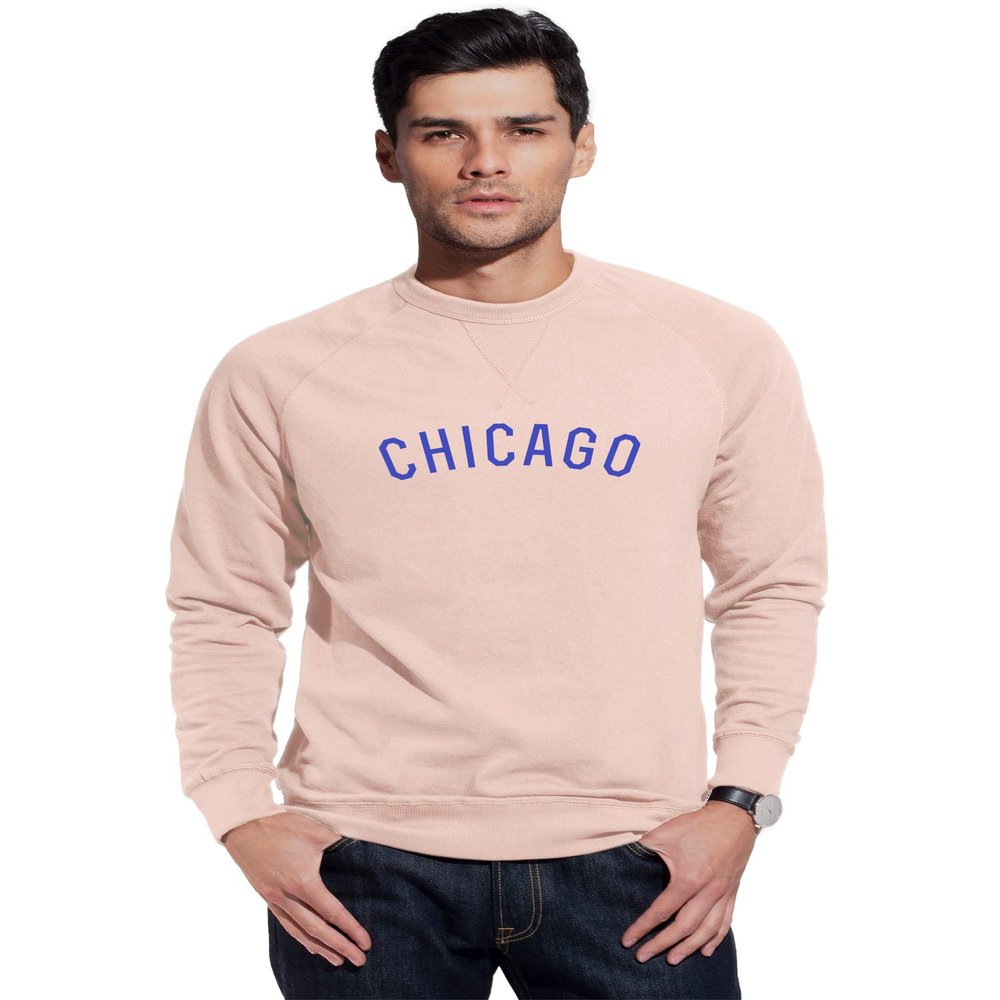 Daxton Chicago Sweatshirt Athletic Fit Pullover Crewneck French Terry Fabric, Peach Sweatshirt Ry Letters, XS