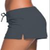 Aleumdr Womens Color Block Wide Waistband 3" Swim Shorts Trunks Tankini Bottoms Boyshort Swimsuit Panty Grey2 Small view 4
