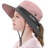 LCZTN Kids Ponytail Sun Hat Wide Brim UV Protection for Girls Beach Bucket Cap (M:20.5"-21.7" Head circumferences, Suggest to 5-12T, Light Pink) view 1