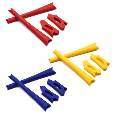 SOODASE Red/Yellow/Dark Blue Replacement Silicone Earsocks Rubber Kit For Oakley Flak Jacket/Flak Jacket XLJ Sunglasses