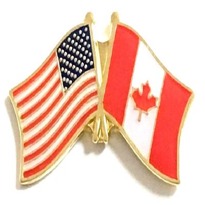 Canada Friendship Double Flag Lapel Pin US Crossed Emblem Tie and Hat Pin Badge