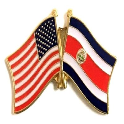 Costa Rica Friendship Double Flag Lapel Pin US Crossed Emblem Tie and Hat Pin Badge