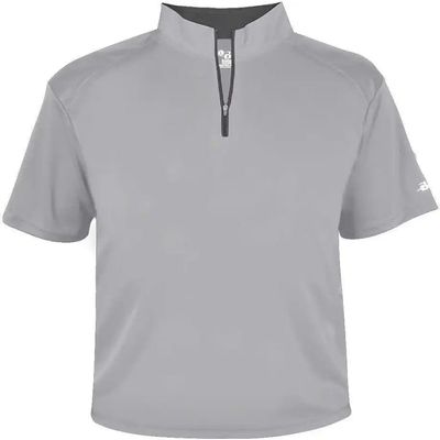 Badger Sport B-Core Short Sleeve 1/4 Zip, Silver/Graphite, 3X-Large