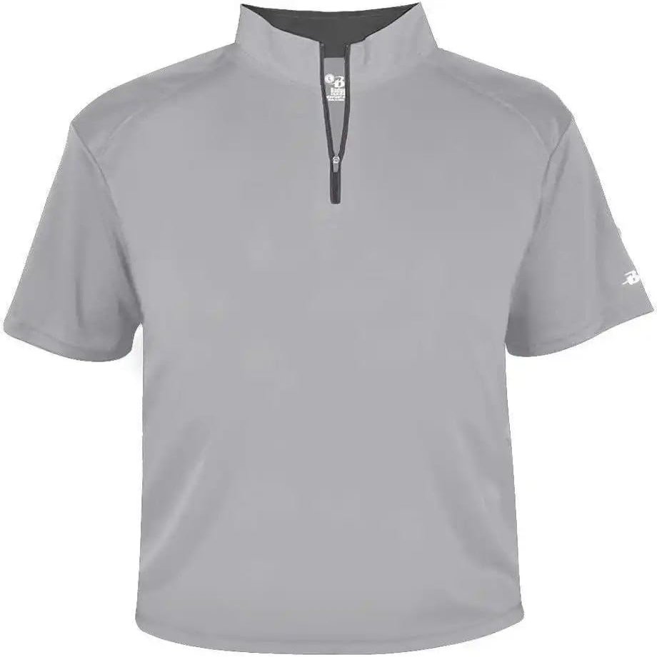 Badger Sport B-Core Short Sleeve 1/4 Zip, Silver/Graphite, 3X-Large