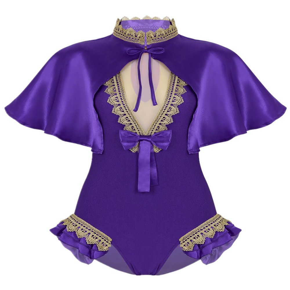 dPois Womens Adult Holloween Trapeze Costume 2 Pieces Cosplay Leotard Party Fancy Dress Up Purple Medium